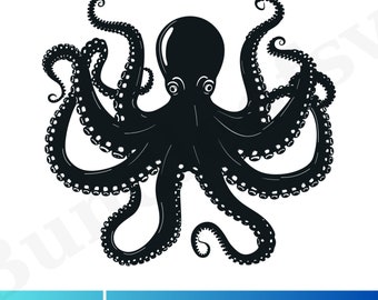 Octopus SVG, Octopus Clipart, Octopus Silhouette, Octopus Vector, Sea Animal Svg, Octopus Cricut Files, Ocean Svg, Cut File for Cricut
