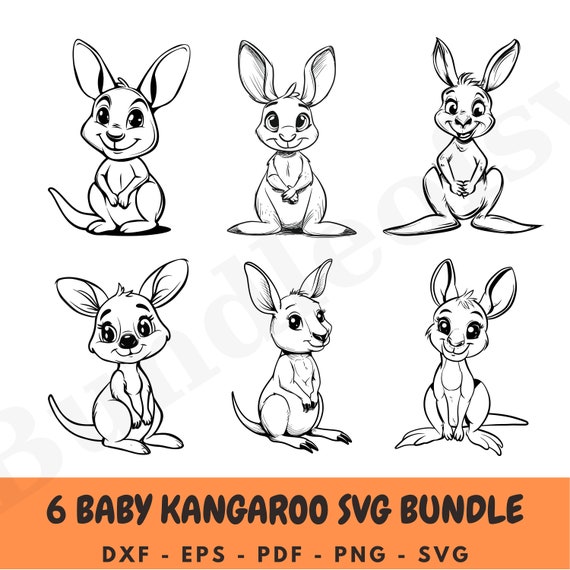 Kangaroo SVG Bundle, Cute Kangaroo Svg, Baby Kangaroo Svg Bundle, Kangaroo Cut File, Kangaroo Clipart Animal Svg, Instant Download