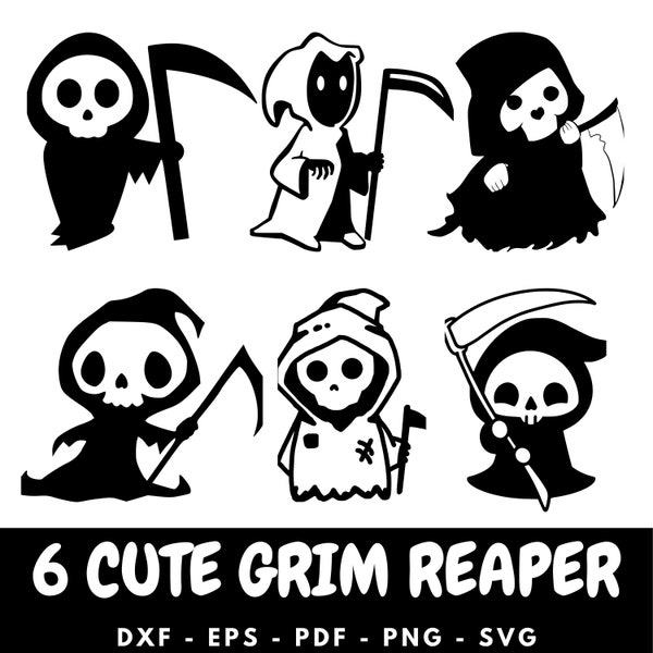 Cute Grim Reaper Svg Png Dxf Pdf Png Eps , Grim Reaper Silhouette, SVG files for cricut