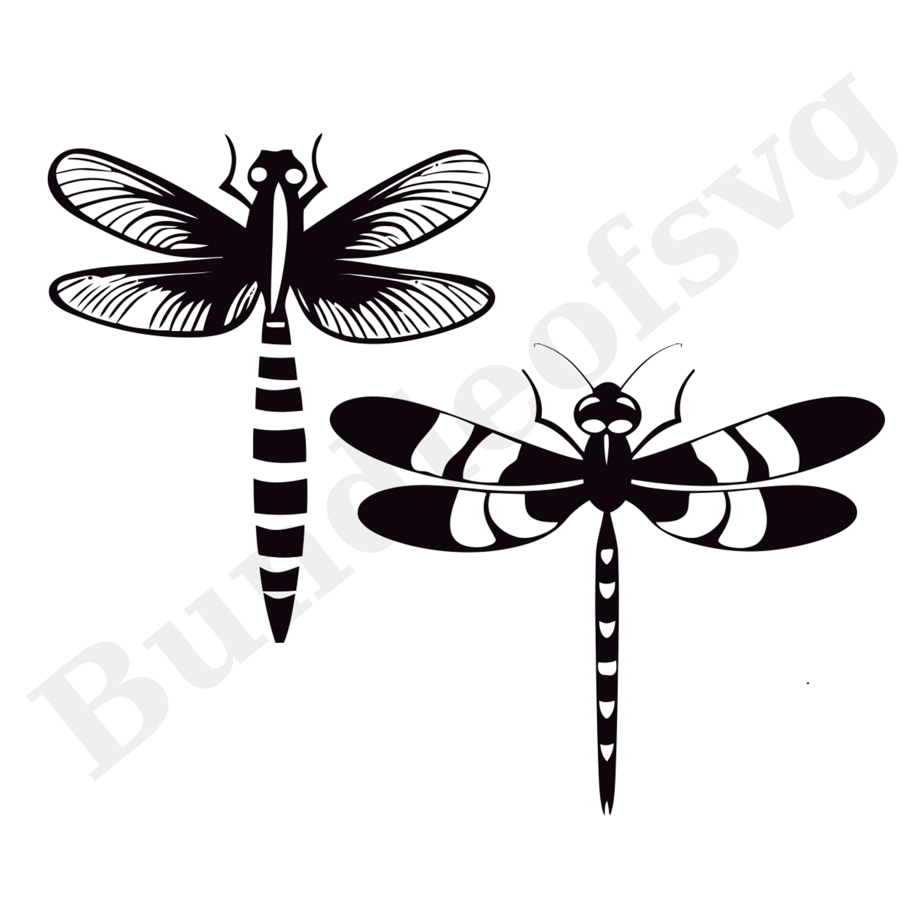 Dragonfly SVG Bundle - Intricate Dragonfly Silhouettes - Nature ...