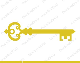 Elegant Golden Key Clipart - Perfect for Cricut and Silhouette - Golden Key Svg - Key Clipart - Key Png - Door Key Svg - Digital Download
