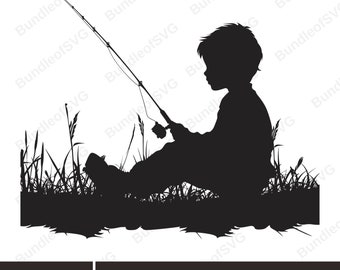 Cute Fishing Boy Clipart SVG - Fishing Svg - Fishing Boy Vector - Baby Boy Svg - Hunting Svg - Svg Files for Cricut - Digital Download #1