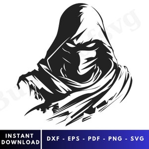 Asesino SVG, Logotipo de asesino Svg, Ninja Clipart, Personaje de videojuego, Vector Ninja, Silueta de asesino, Archivos Svg para Cricut, Digital #1