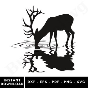 Moose on the Lake Svg, Moose Svg, Nature Moose svg, Moose Clipart, Jungle Svg, Moose Png, Moose Silhouette, Moose Cut Files For Cricut
