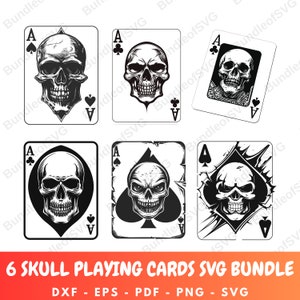 Skull Playing Cards SVG Bundle - Poker Skull Clipart - Gambling Skeleton Cut Files - Gambler Svg - Svg Files for Cricut - Digital Download