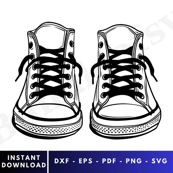 Sneaker Shoe SVG, a pair of sneakers Svg, Shoes Svg, Sneaker Shoe Clipart, Files for Cricut, Cut Files For Silhouette, Converse Shoes Svg