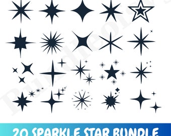 20 Sparkle Star Svg Bundle - Sparkle Star Svg - Star Clipart - Star Cricut File - Sparkle Cut File - Svg Files For Cricut - Digital Download