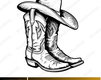 Cowboy Boots SVG, Cowboy Hat Png, Cowgirl Boots Svg, Western Boots Svg, Rodeo Svg, Ranch Svg, Cut Files for Cricut, Digital Download