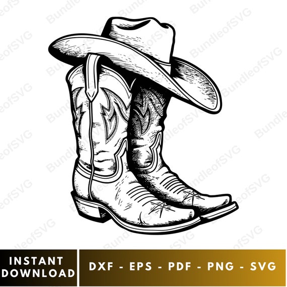 Cowboy Boots SVG, Cowboy Hat Png, Cowgirl Boots Svg, Western Boots Svg, Rodeo Svg, Ranch Svg, Cut Files for Cricut, Digital Download