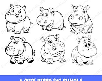 Baby Hippo Svg Bundle, Hippo Svg Bundle, Cute Hippo Svg Bundle, Cute Baby Hippo , Cute Hippo Svg, Animal Svg file, Cut Files for Cricut