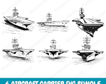 Naval-themed Aircraft Carrier Svg Bundle - Instant Download - Military Aircraft Clipart - Navy Svg - Air Force Svg - Svg Files for Cricut