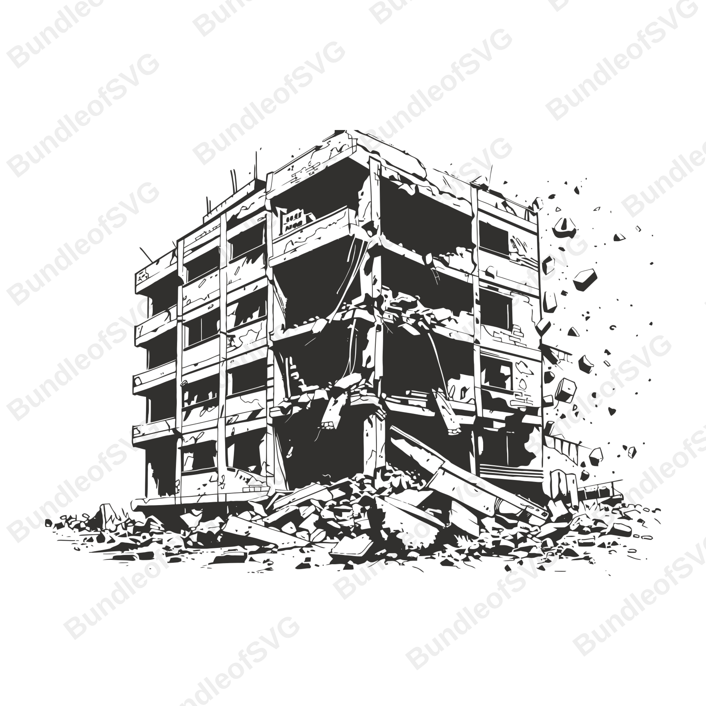 Destroyed House SVG Bundle - Ruined Building Svg - War Svg - Earthquake ...