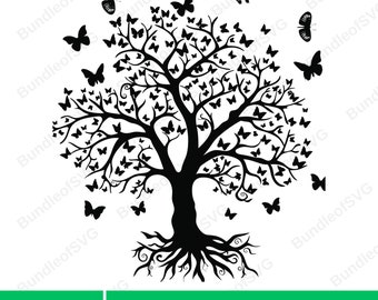Whimsical Butterfly Tree of Life Svg - Instant Download for Scrapbooking and Decor - Svg Files for Cricut - Butterfly Svg - Digital Download