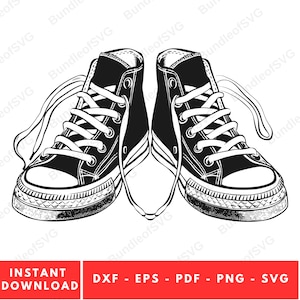 Sneaker Shoe SVG - a pair of sneakers Svg - Shoes Svg - Sneaker Shoe Clipart - Cut Files for Silhouette - Converse Shoes Svg  #3