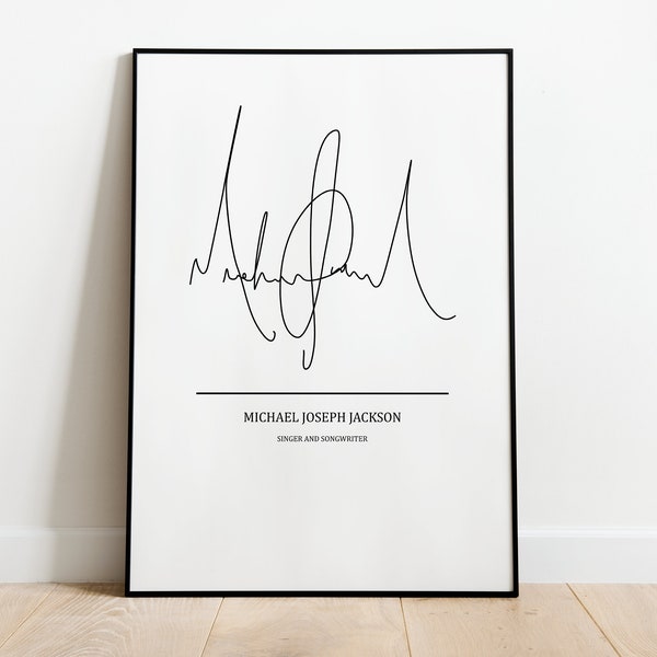 Michael Jackson Autograph Printable - Digital File for Unique and Vintage-Inspired Home Decor, Posters, Gifts for her and him, Neutral Art