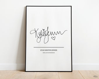 Kylie Jenner Autograph Printable - Digital File for Unique and Vintage-Inspired Home Decor, Posters, Gifts for her and him, Neutral Art