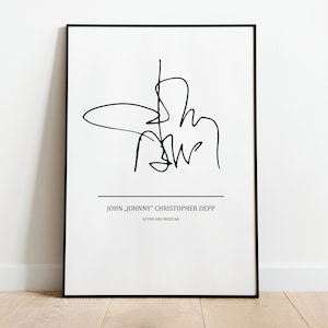 Johnny Depp Autograph Printable - Digital File for Unique and Vintage-Inspired Home Decor, Posters, Gifts for her and him, Neutral Art