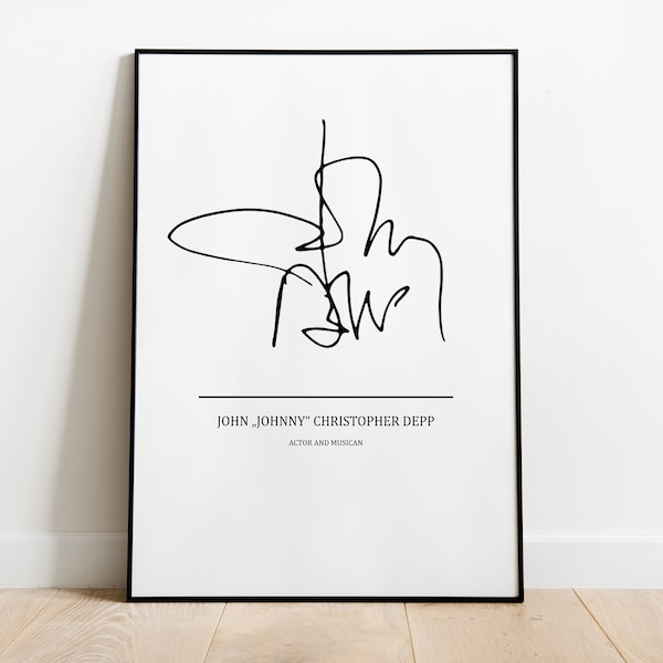 Johnny Depp Autograph Printable - Archivo digital para una decoración del hogar única y de inspiración vintage, carteles, regalos para ella y para él, arte neutral