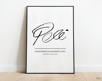 Pele Autograph Printable - Digital File for Unique and Vintage-Inspired Home Decor, Posters, Gifts for her and him, Neutral Art