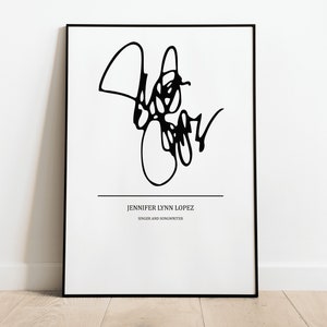 Jennifer Lopez Autogramm Druck Wandkunst Digitale Datei image 1