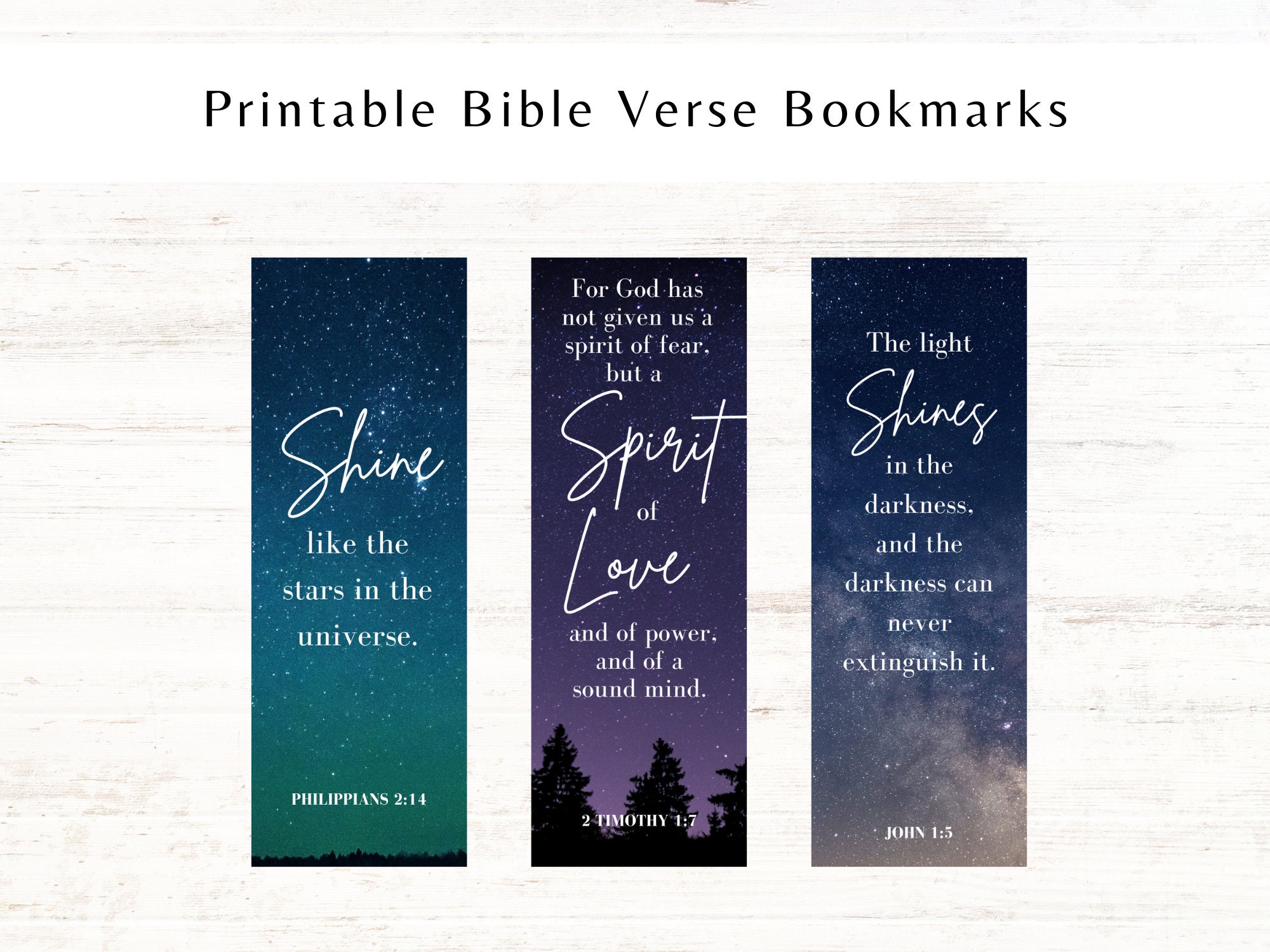 Printable Bible Verse Bookmarks Set of 3 Light & Spirit Etsy