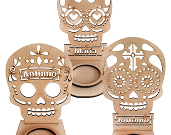 Candle holder with Name Day of the Dead - Vector File for Laser Cutting (cdr, dxf, eps, ai,) Thickness 3mm (1/8") and 6mm (1/4")