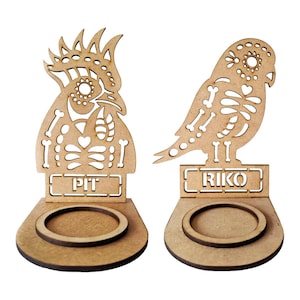 名前付きキャンドル ホルダー死者の日 - 鳥 - レーザー切断用ベクター ファイル (cdr、dxf、eps、ai、svg) 厚さ 3 mm (1/8 インチ) および 6 mm (1/4 インチ)