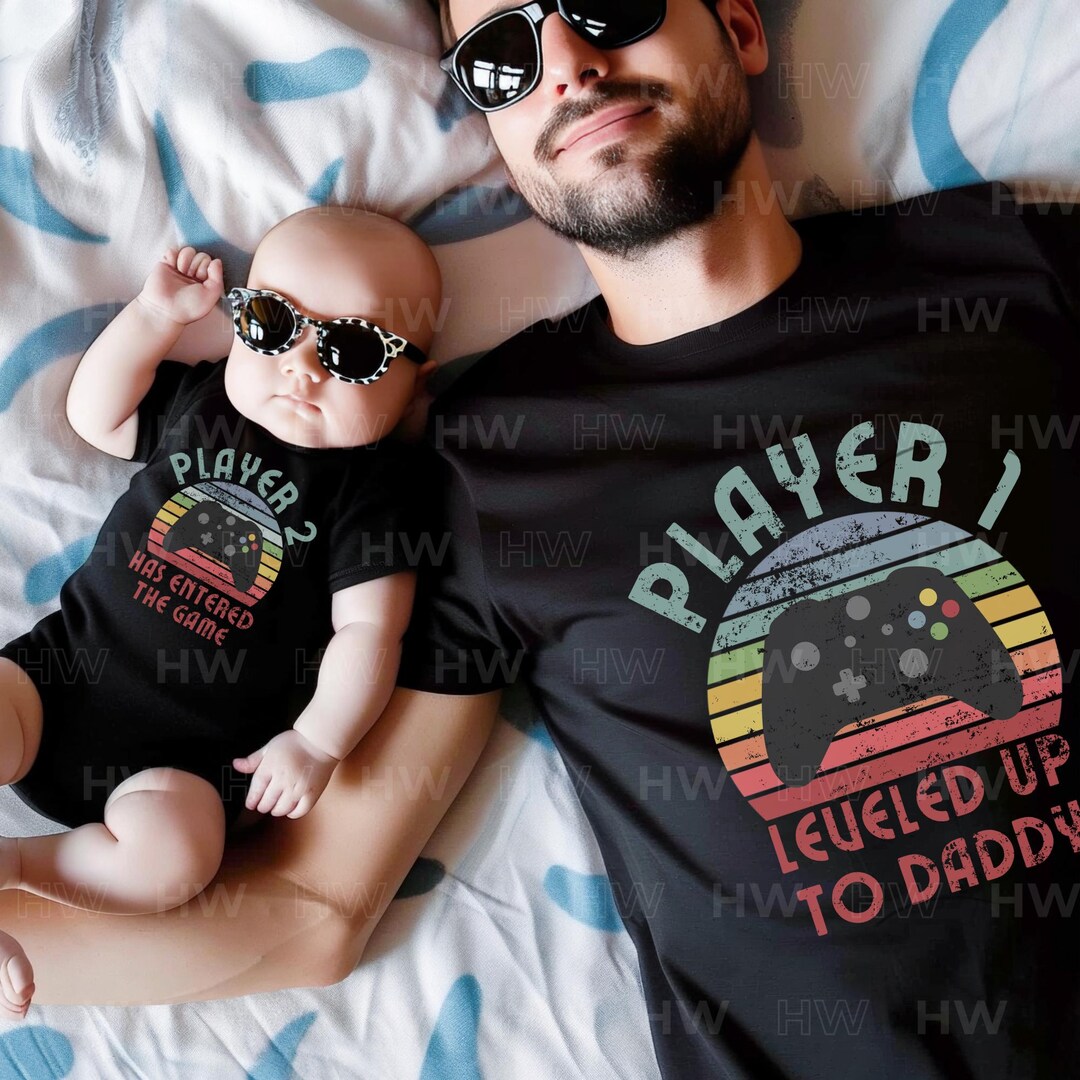 Matching Dad Baby Shirt, Player 1 Player 2 Matching Tee, Each Shirt is — free download