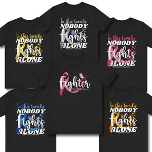 Nobody Fights Alone T-Shirt: Cancer Awareness Crew Tee