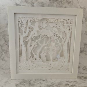 Peter Pan, Tinkerbell, Neverland, 3D LED Shadow Box, Light Box, Paper Art, Paper Cut, Fairy Tale, Nursery, Child&#39;s Room, Handmade Gift