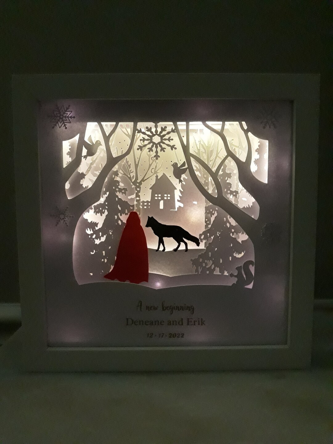 Little Red in the Forest, 3D Shadow Box, Winter Scene Decor, Layered ...