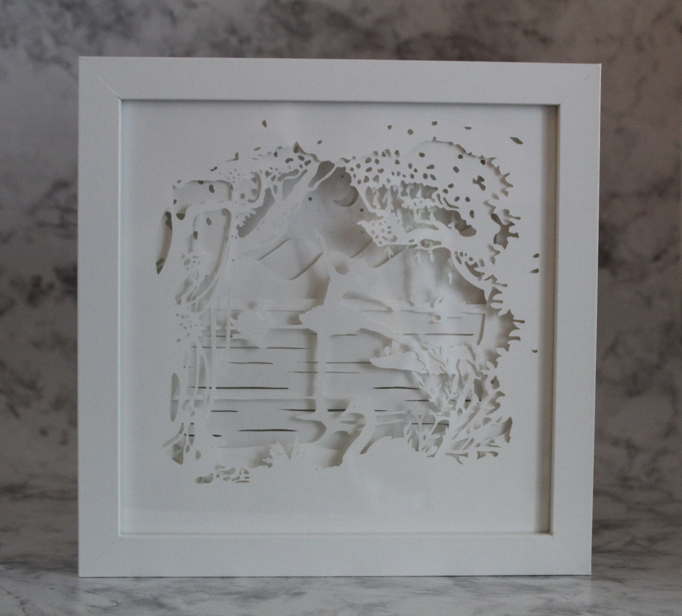Swan Lake, 3D Shadow Box, 3D Paper Art, Light Box, LED Fairy Lights ...