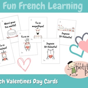 Cartes imprimables Saint Valentin françaises pour l'école, les amis et la famille