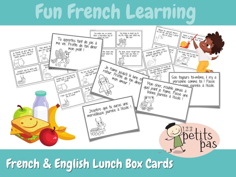 Printable French & English Lunchbox Cards for Kids Etsy