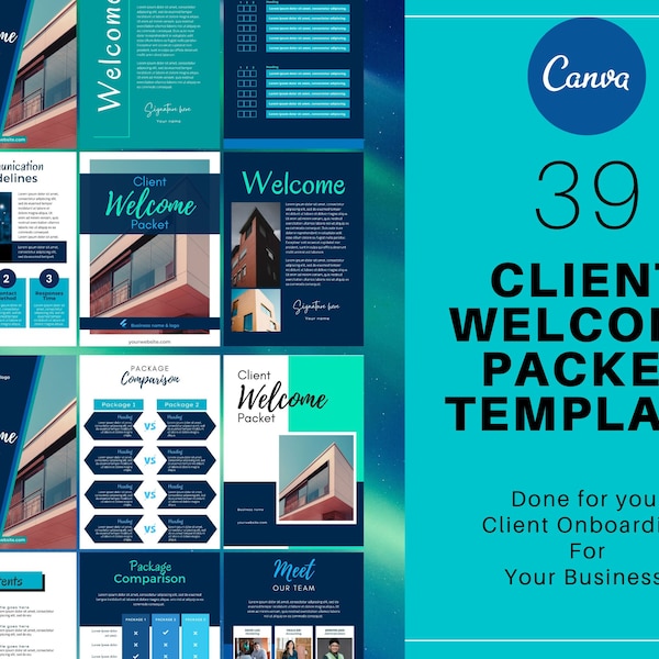 Client Welcome Packet Template, New Client Welcome Packet, Onboarding Template, 39 pages Canva templates for Coach, Business Consultant