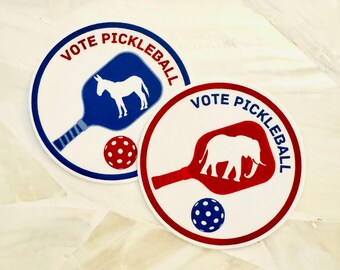 Pickleball Politics Sticker: Republican vs Democrat Vinyl Decal