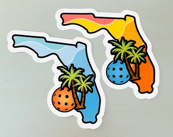 Florida Pickleball Sticker: Palm Tree Island Art