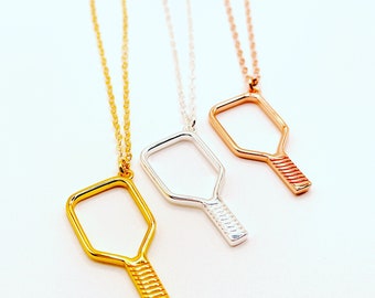 Pickleball Paddle Necklace: Gold, Sterling Silver or Rose Gold Plated