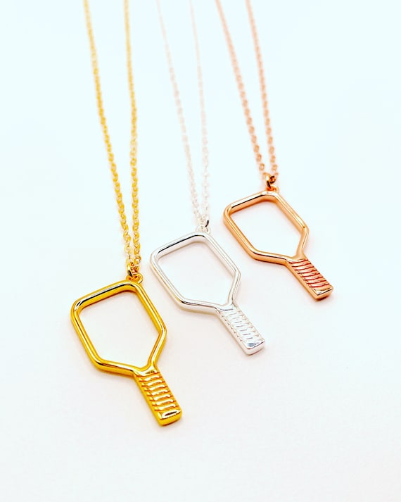 Pickleball Paddle Necklace: Gold, Sterling Silver or Rose Gold Plated