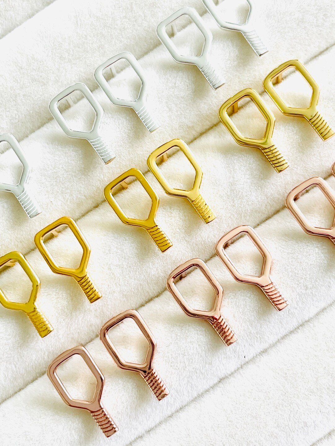 Pickleball Paddle Earrings, Sterling Silver Pickleball Earrings, Gold