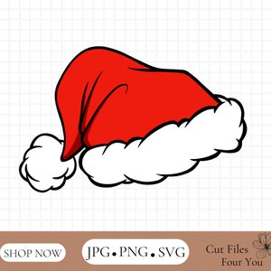 Chapéu de Papai Noel Png-Svg, Natal PNG- Chapéu de Papai Noel png-Presente de Natal -Saint Nick, feliz natal svg, chapéu de Papai Noel png -Download instantâneo
