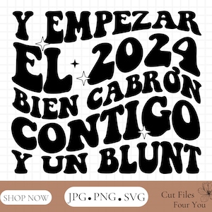 Y Empezar El 2024 Png-Svg - Nowy Rok Svg - Koszulka noworoczna - Zły króliczek - Falista - Kieszeń w zestawie - Sublimacja - Plik do cięcia - Pobieranie cyfrowe