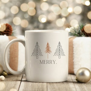 15oz Merry + Bright Coffee Mug | Holiday Coffee Mug | Christmas Mug | Christmas Gift | Christmas Cup | Rustic Mug | Farmhouse Mug