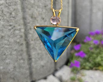 Electric Blue Tetrahedron Andara Pendant, Highly Energetic, Mental Body, Frequency Increase, Handmade, Approx. 3.5 cm, California