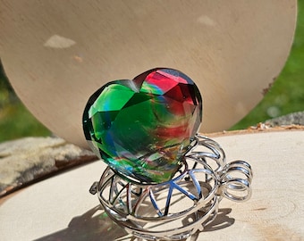 Rainbow Heart Andara Pendant, Archangel Raphael, Archangel Uriel, Master Lord Maitreya, Master Lao Tse, Handmade, Unique Piece, 47g
