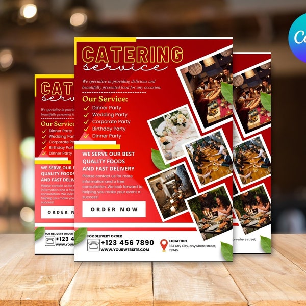 Editable Catering Service Flyer, Restaurant Cater Flyer, Premade Cater Flyer Template, Cater Event Flyer,  DIY Advertising Flyer, Food Flyer
