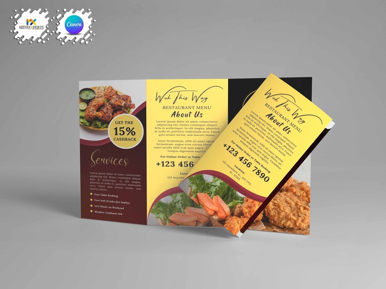 Restaurant Menu Template, Tri-Fold Canva Menu Template, Tri-Fold Restaurant Canva Template, Printable Restaurant Menu, Food Menu Template image 6