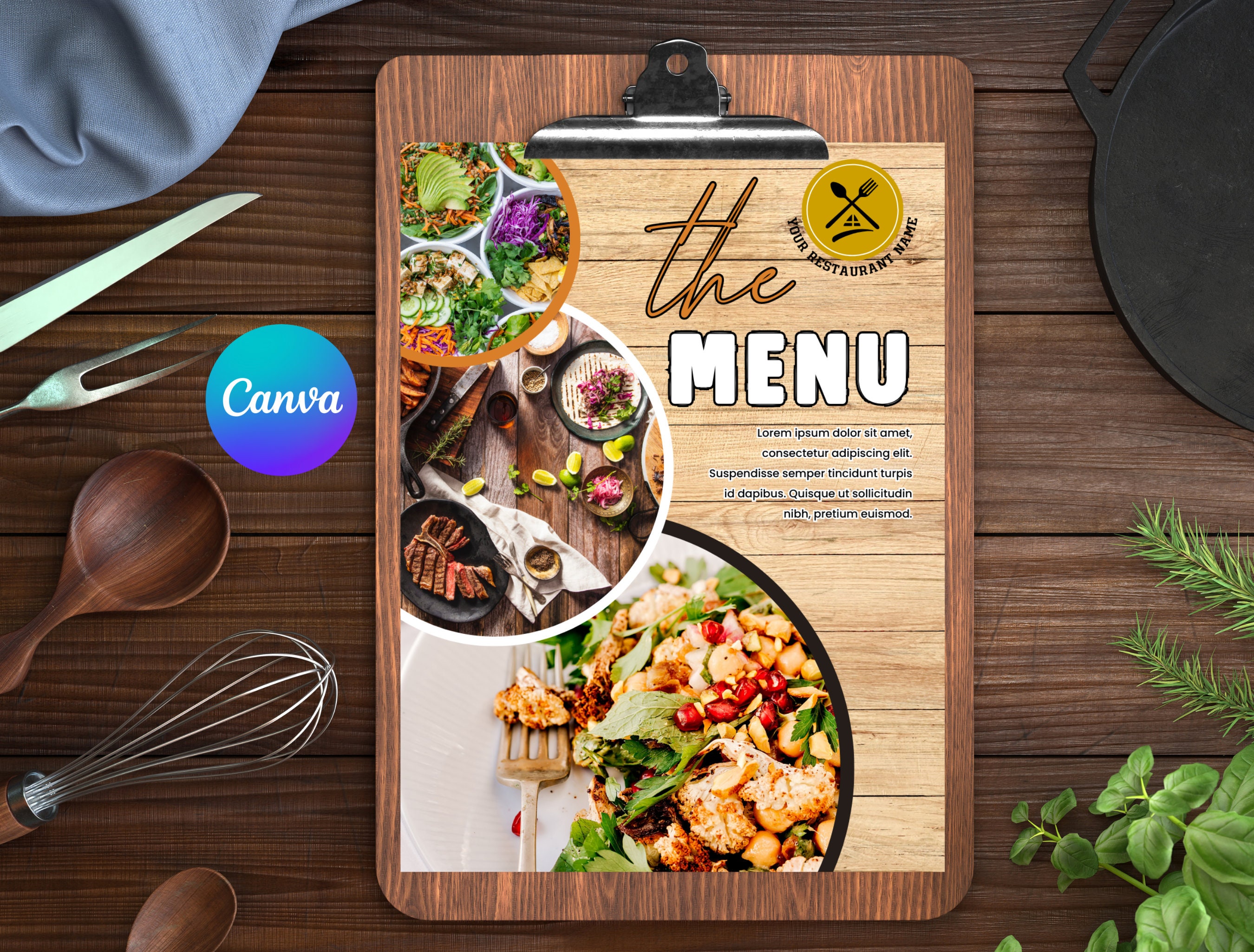 Restaurant Menu Template, Bi Fold Canva Menu Template, Bi Fold