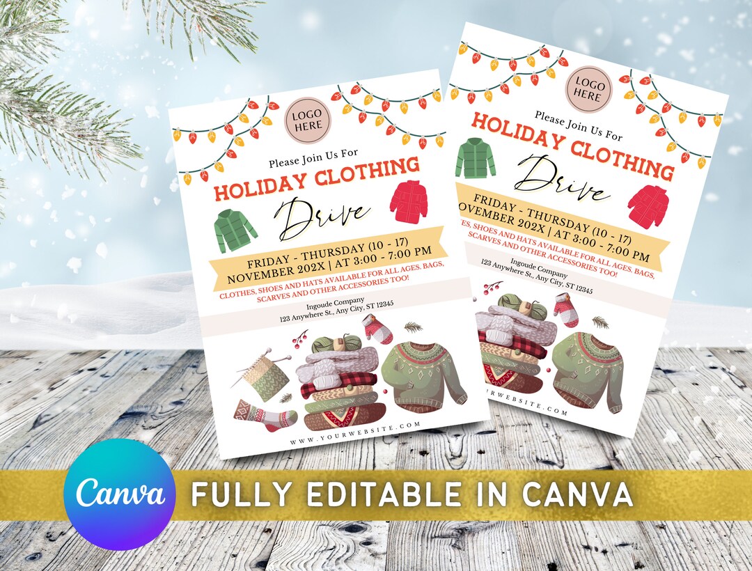 Winter Clothing Drive Flyer Template, Cold Weather Clothes Flyer
