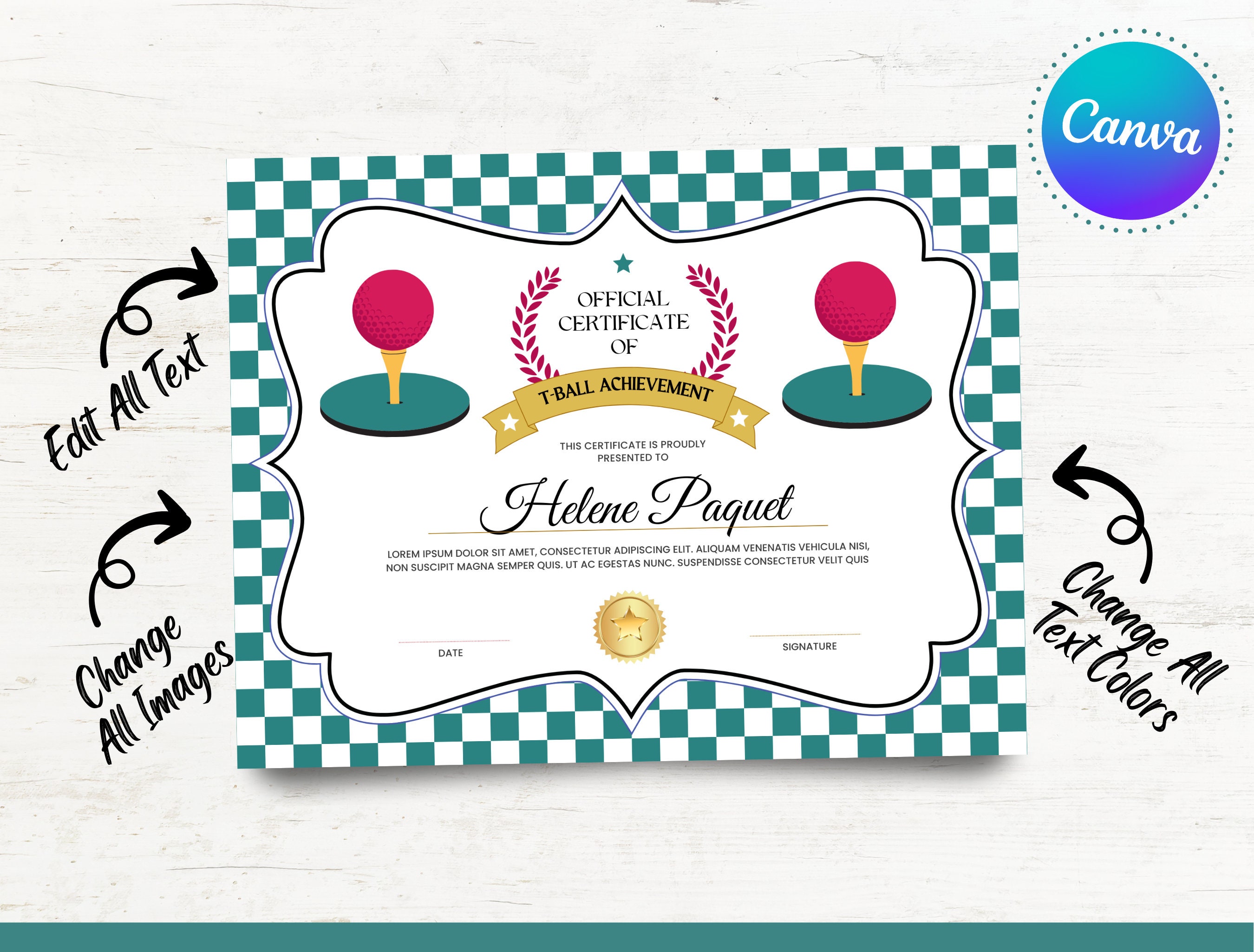 Editable T ball Award Certificates Instant Download Team Baseball Editable T ball Award Certificates Instant Download Team Baseball